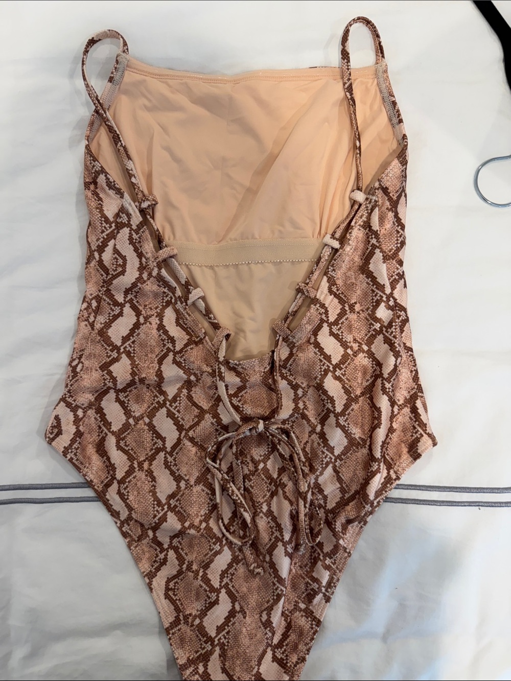 MINKPINK women’s Snake-Print One Piece Swimsuit in Tan and Brown - Picture 2 of 5